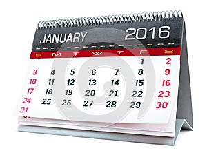 January 2016 desktop calendar