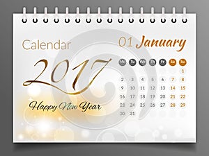 January 2017. Calendar 2017