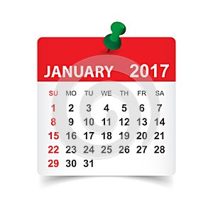 January 2017 calendar