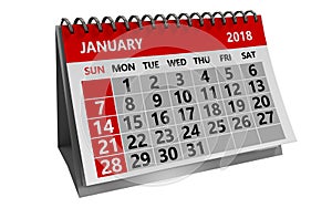 january 2018 calendar