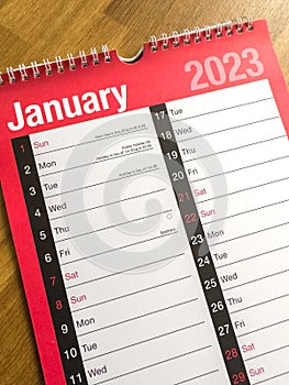 January 2023 Calendar New Year Month