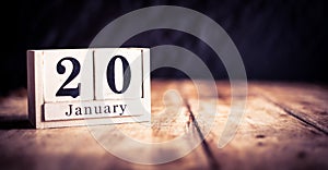 January 20th, 20 January, Twentieth of January, calendar month - date or anniversary or birthday