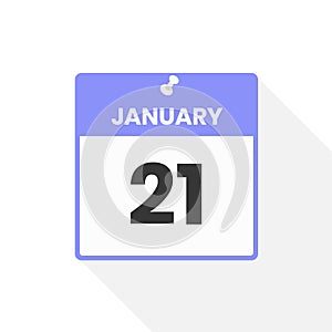 January 21 calendar icon. Date, Month calendar icon vector illustration