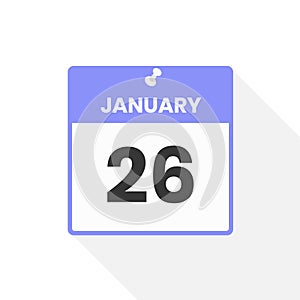 January 26 calendar icon. Date, Month calendar icon vector illustration