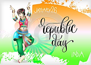 January 26 - republic day - india, hand lettering poster with in
