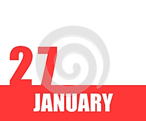 January. 27th day of month, calendar date. Red numbers and stripe with white text on isolated background