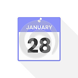 January 28 calendar icon. Date, Month calendar icon vector illustration