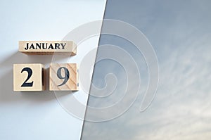 January 29, cover design with sky background