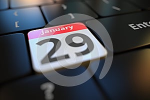 January 29 date on a keyboard key, 3d rendering