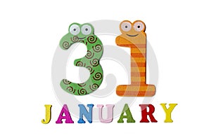 January 31 on white background, numbers and letters.