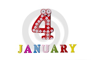 January 4 on white background, numbers and letters.