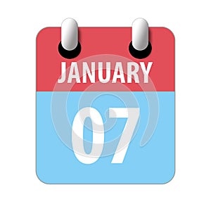 january 7th. Day 7 of month,Simple calendar icon on white background. Planning. Time management. Set of calendar icons for web