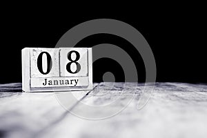 January 8th, 8 January, Eighth of January, calendar month - date or anniversary or birthday