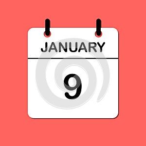 January 9. Daily Calendar icon for design. Simple design for business brochure, flyer, print media, advertisement