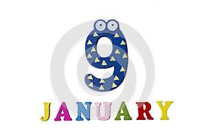 January 9 on white background, numbers and letters.