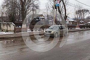 January 20, 2021 Balti or Beltsy Moldova Bad roads. Illustrative editorial