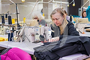 January 11, 2023 Balti, Moldova. Illustrative editorial. Sewing workshop at a garment factory
