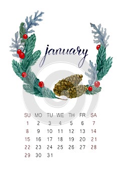 January calendar