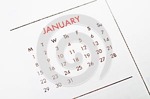 January calendar page.