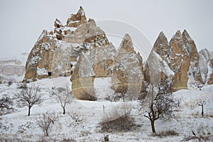 A january day in the mountains of Cappadocia. The surrounding area of Goreme, Turkey