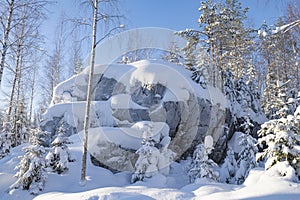 January day in the Ruskeala Mountain Park. Karelia, Russia