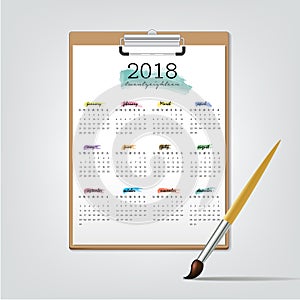 January-December Desktop Calendar 2018 year.