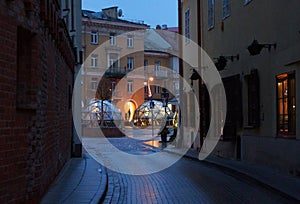 January evening on the narrow street of the Old Town