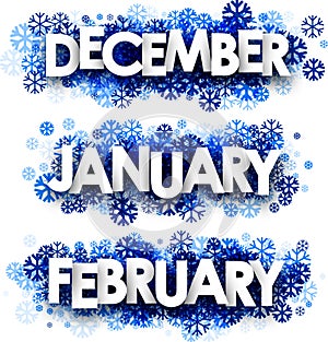 January, February, December banners.