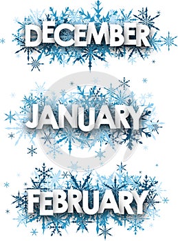 January, February, December banners.