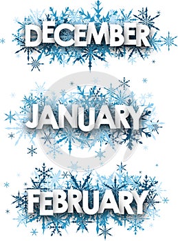 January, February, December banners. photo
