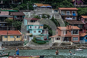 Confortable houses at the hillside near the Pantano do Sul Beach, in Florianopolis, Brazil