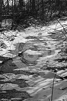 In january, icy river in the Canadian winter