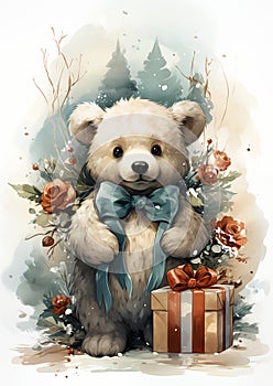 January Joy: Adorable Teddy Bear Bow Gift Wallpapers