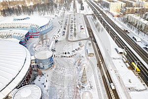 January 16, 2021.Modern complex of the state cultural and sports institution Chizhovka-Arena in Minsk. Belarus