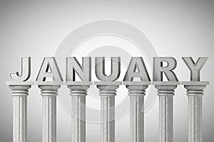 January month sign on a classic columns