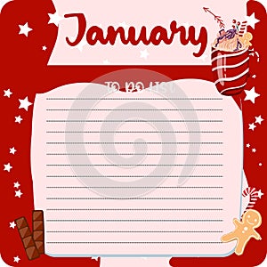 January monthly planner, weekly planner, habit tracker template and example. Template for agenda, schedule, planners, checklists,