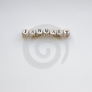 January on a Pale cream background
