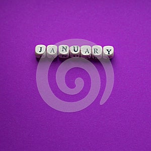 January on a purple background