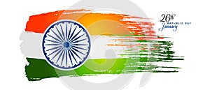 26 January, republic day India. nAbstract wavy tricolor indian flag background. photo