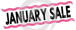 JANUARY SALE text on pink-black lines stamp sign