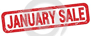 JANUARY SALE text written on red rectangle stamp