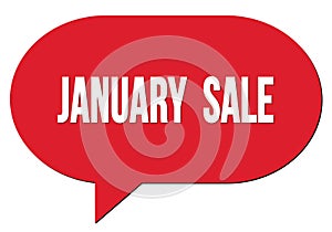 JANUARY  SALE text written in a red speech bubble