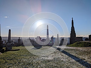 January sunshine on the graves in Glasgow necropolis