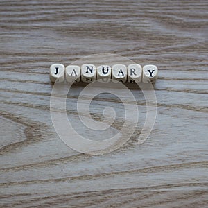 January on a Wood background