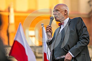 Janusz Korwin-Mikke or JKM, is a conservative liberal Polish politician