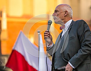 Janusz Korwin-Mikke or JKM, is a conservative liberal Polish politician