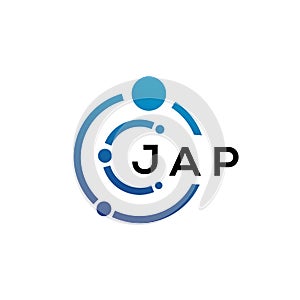 JAP letter technology logo design on white background. JAP creative initials letter IT logo concept. JAP letter design photo