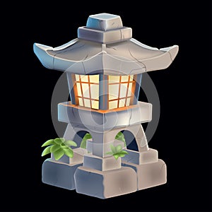 Japan Antique Lantern Stone Traditional