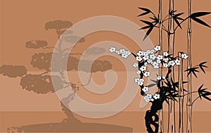 Japan asian tree background postal