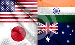 japan,australia,usa and india Quad plus countries flags
